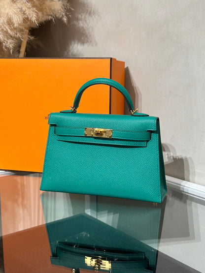 HERMES Mini Kelly ll - Vert Vertigo U4 絲絨綠金 Z