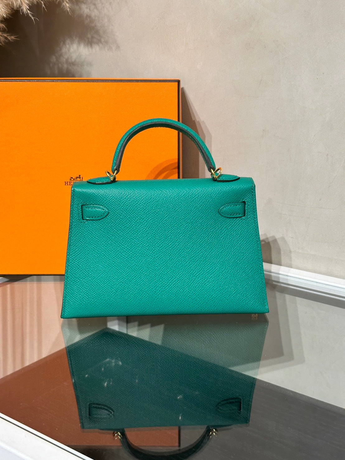 HERMES Mini Kelly ll - Vert Vertigo U4 絲絨綠金 Z