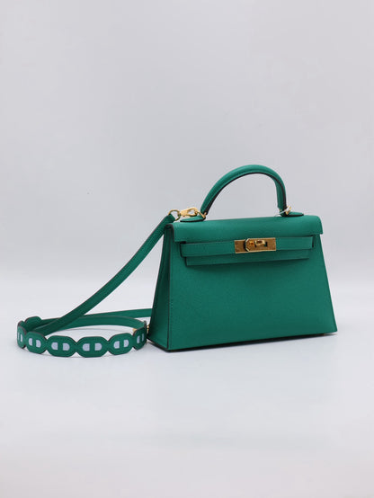 HERMES Mini Kelly ll - Vert Vertigo U4 絲絨綠金 Z
