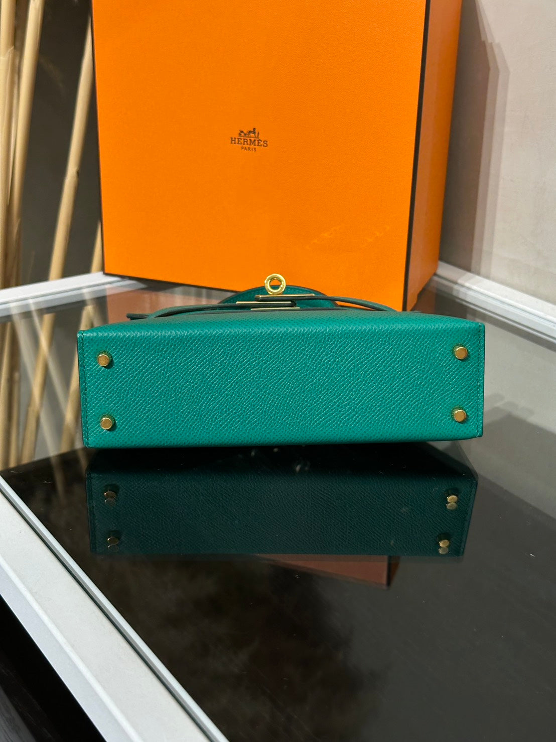 HERMES Mini Kelly ll - Vert Vertigo U4 絲絨綠金 Z