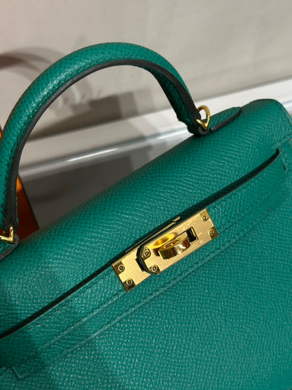 HERMES Mini Kelly ll - Vert Vertigo U4 絲絨綠金 Z