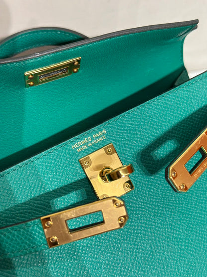 HERMES Mini Kelly ll - Vert Vertigo U4 絲絨綠金 Z