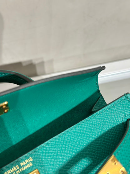HERMES Mini Kelly ll - Vert Vertigo U4 絲絨綠金 Z