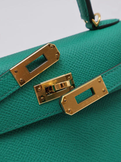 HERMES Mini Kelly ll - Vert Vertigo U4 絲絨綠金 Z