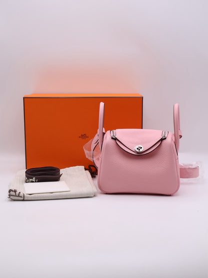 HERMES Mini Lindy ll - Rose Sakure 3Q 櫻花粉銀 K