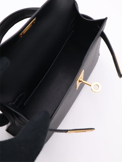 HERMES Mini Kelly ll - Noir 89 黑金 B
