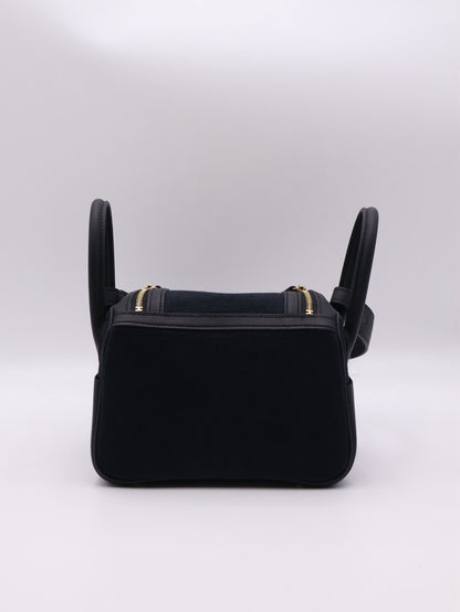 HERMES Mini Lindy ll - Noir 89 帆布黑金 G