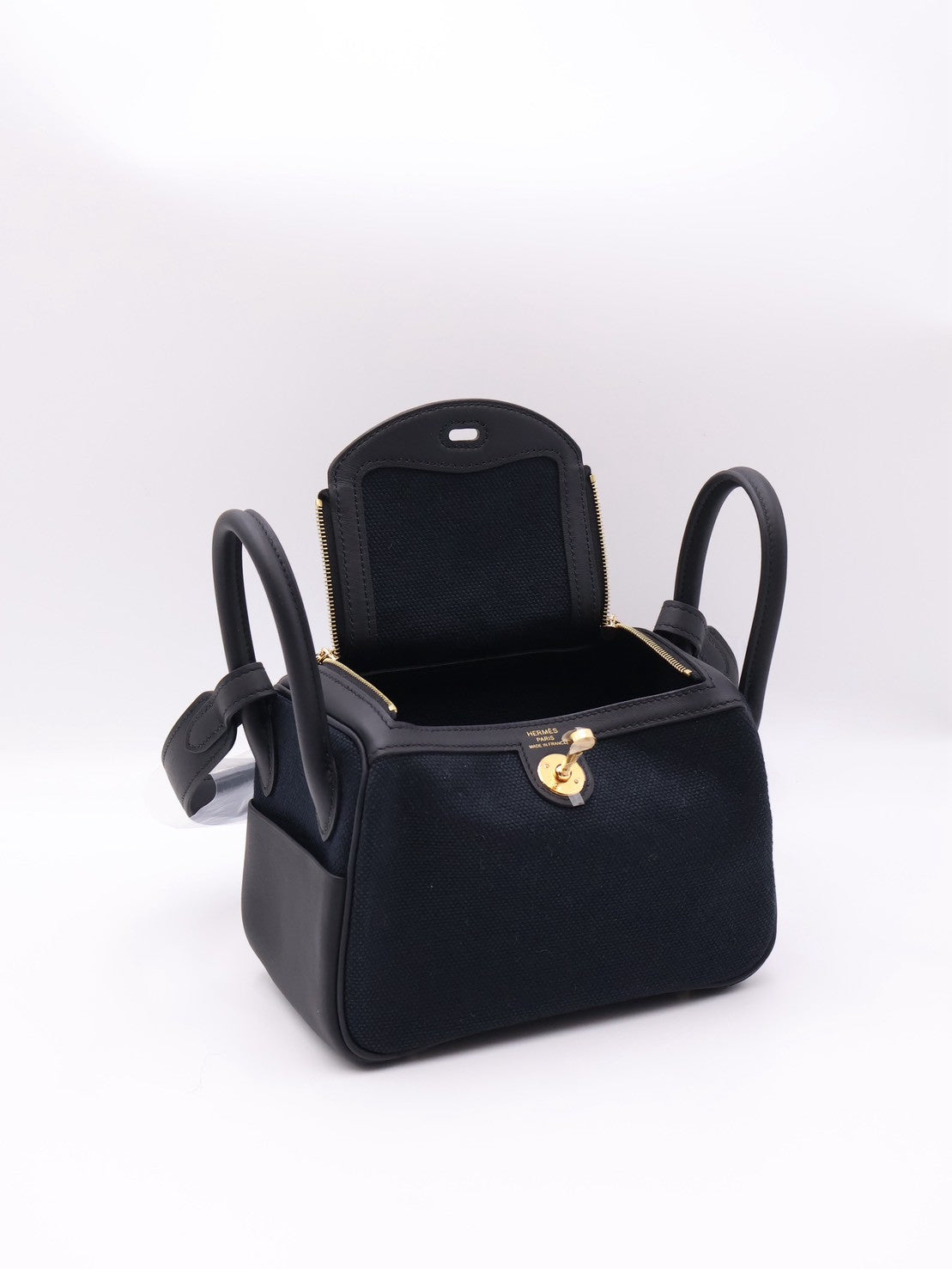 HERMES Mini Lindy ll - Noir 89 帆布黑金 G