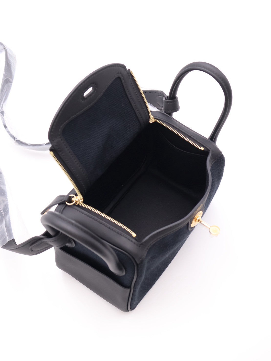 HERMES Mini Lindy ll - Noir 89 帆布黑金 G