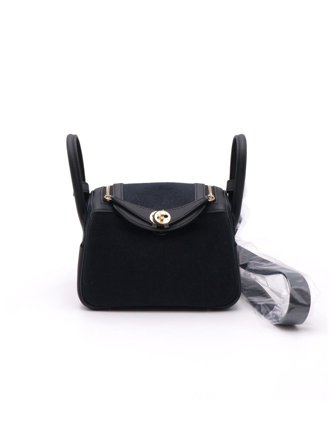 HERMES Mini Lindy ll - Noir 89 帆布黑金 G