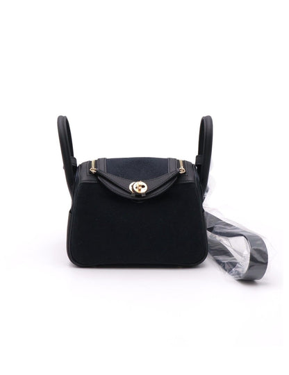 HERMES Mini Lindy ll - Noir 89 帆布黑金 G