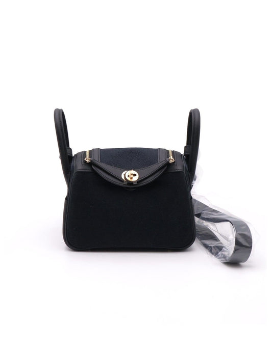 HERMES Mini Lindy ll - Noir 89 帆布黑金 G