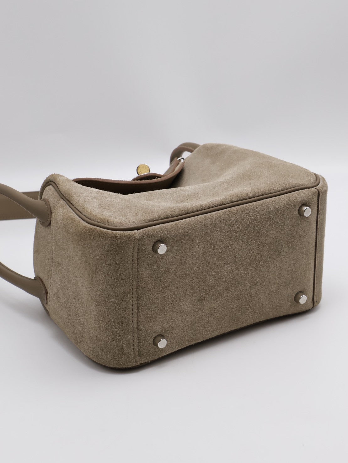 HERMES Mini Lindy ll - Etoupe 18 麂皮拚皮灰銀 W