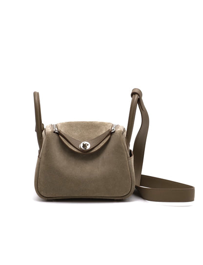 HERMES Mini Lindy ll - Etoupe 18 麂皮拚皮灰銀 W