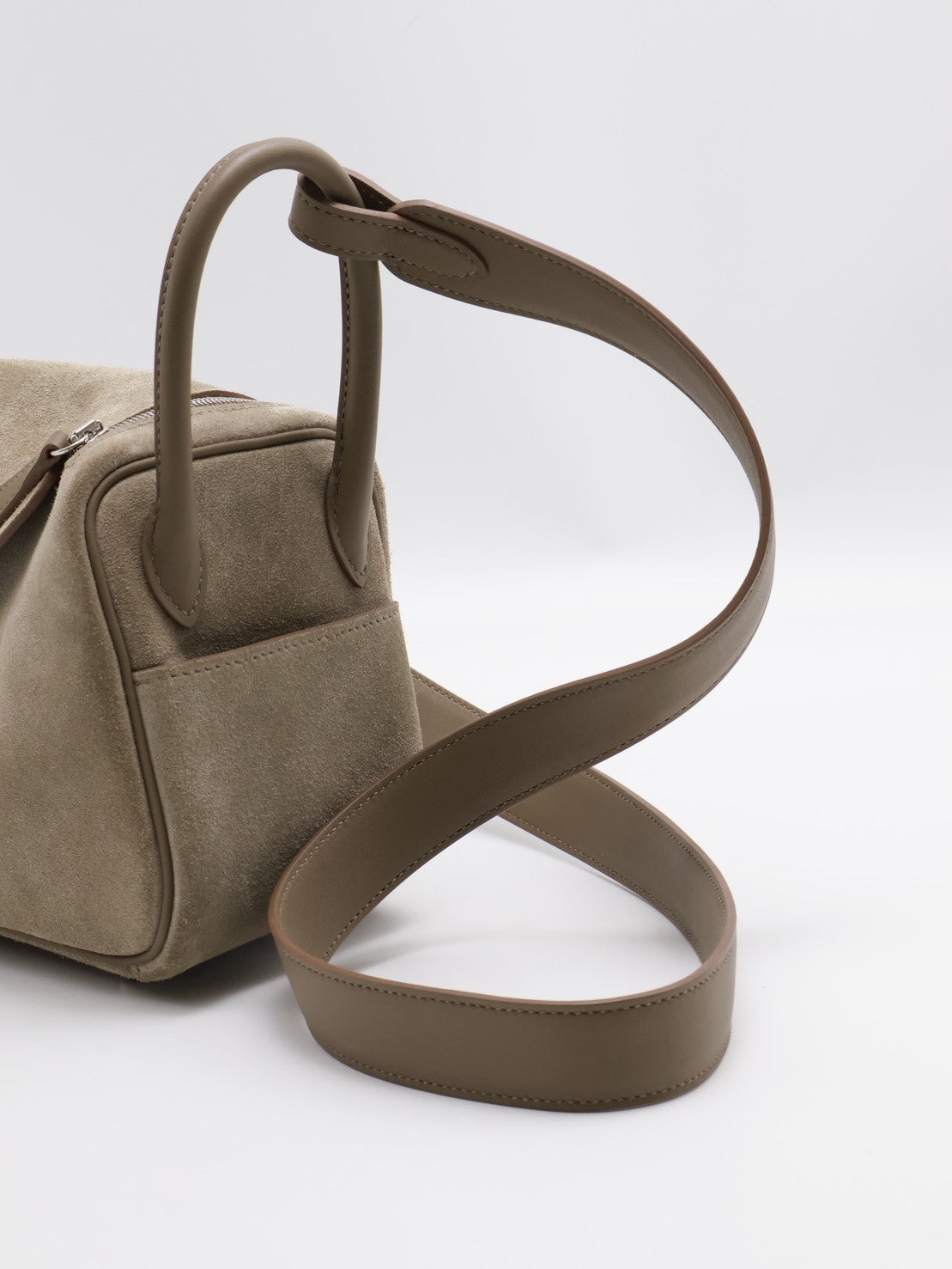 HERMES Mini Lindy ll - Etoupe 18 麂皮拚皮灰銀 W