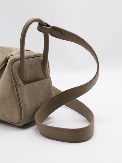 HERMES Mini Lindy ll - Etoupe 18 麂皮拚皮灰銀 W