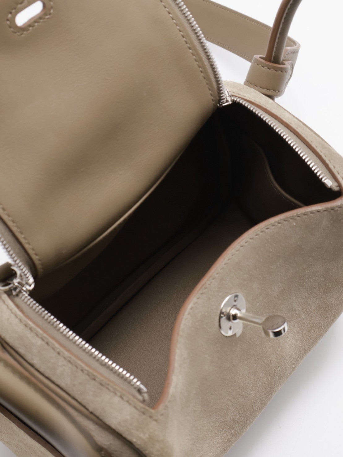 HERMES Mini Lindy ll - Etoupe 18 麂皮拚皮灰銀 W