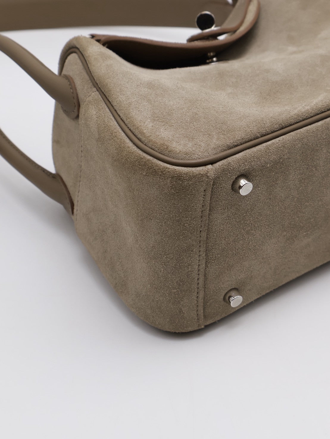 HERMES Mini Lindy ll - Etoupe 18 麂皮拚皮灰銀 W
