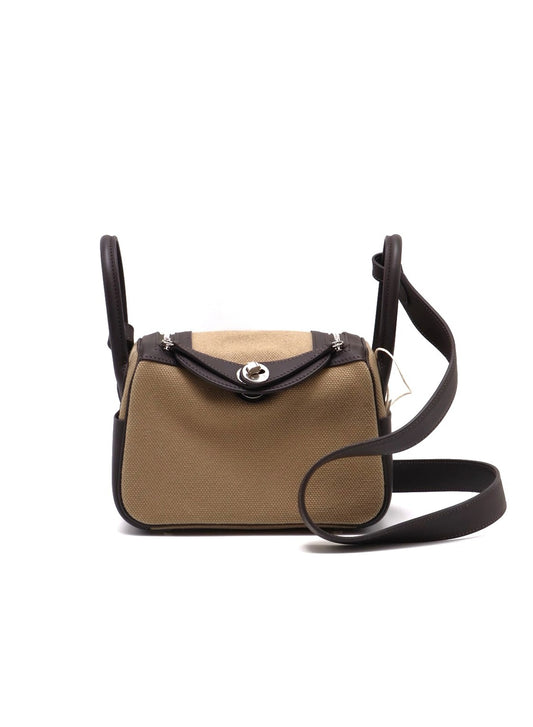 HERMES Mini Lindy ll - Mousse/Bai Brun 慕斯灰拚棗棕銀 G
