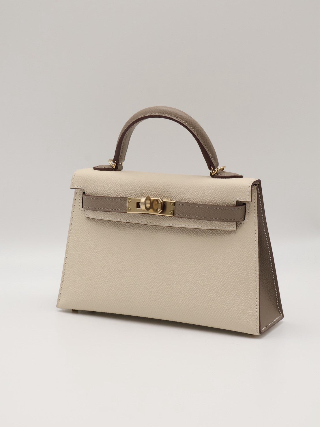 HERMES Mini Kelly ll - Craie/Etoupe 奶昔白拚大象灰金 W