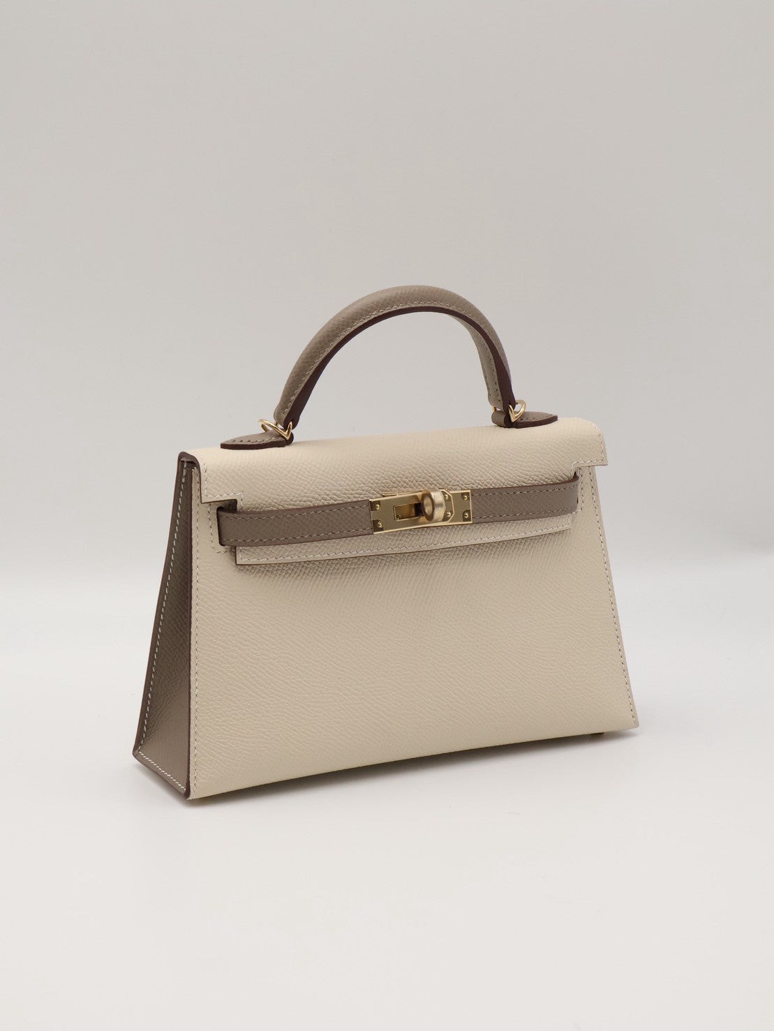 HERMES Mini Kelly ll - Craie/Etoupe 奶昔白拚大象灰金 W