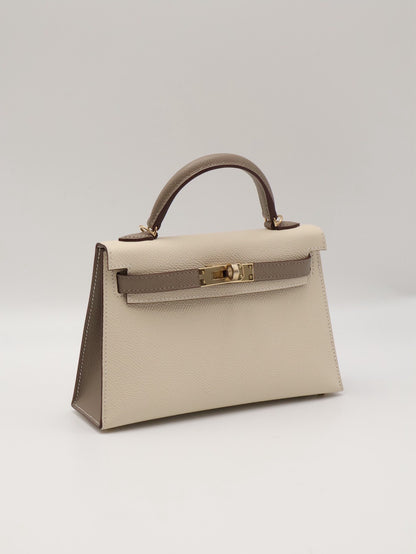 HERMES Mini Kelly ll - Craie/Etoupe 奶昔白拚大象灰金 W