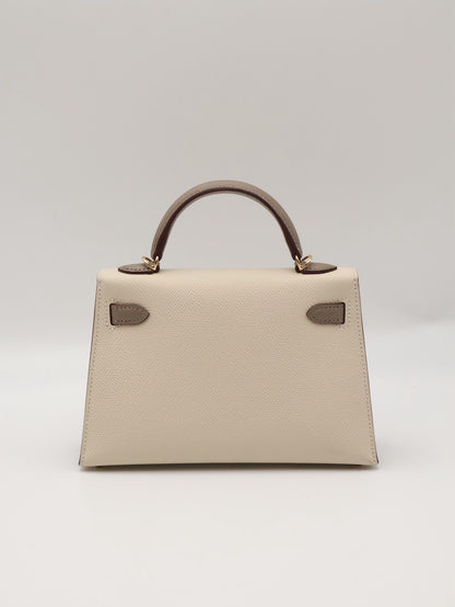 HERMES Mini Kelly ll - Craie/Etoupe 奶昔白拚大象灰金 W