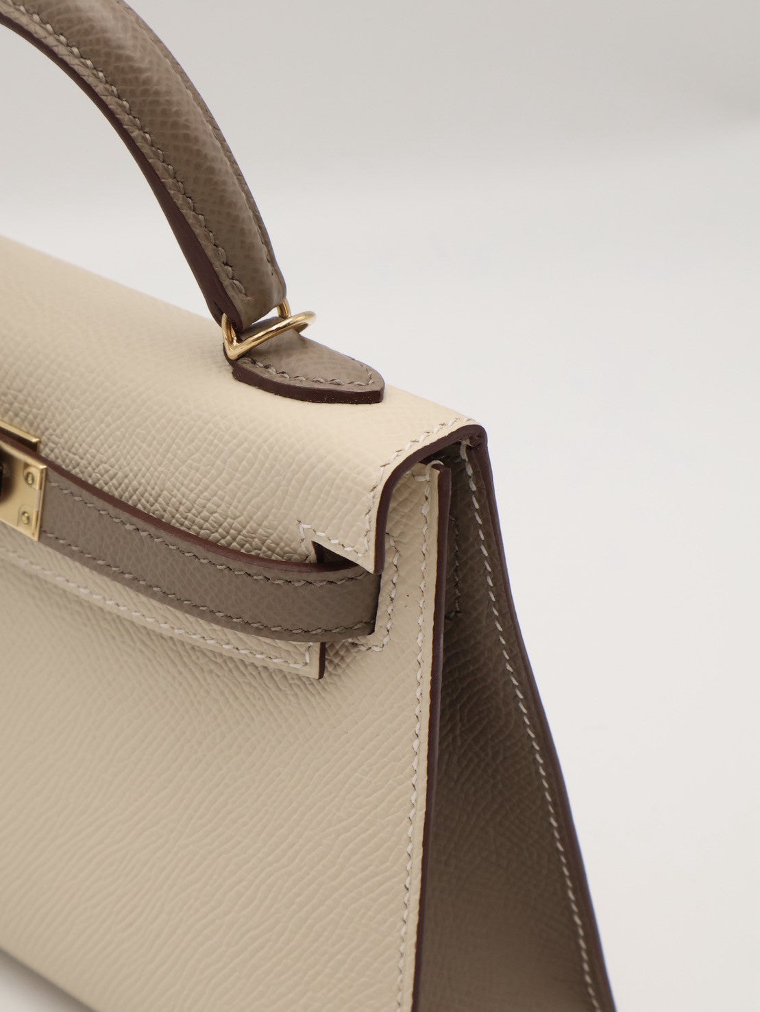 HERMES Mini Kelly ll - Craie/Etoupe 奶昔白拚大象灰金 W