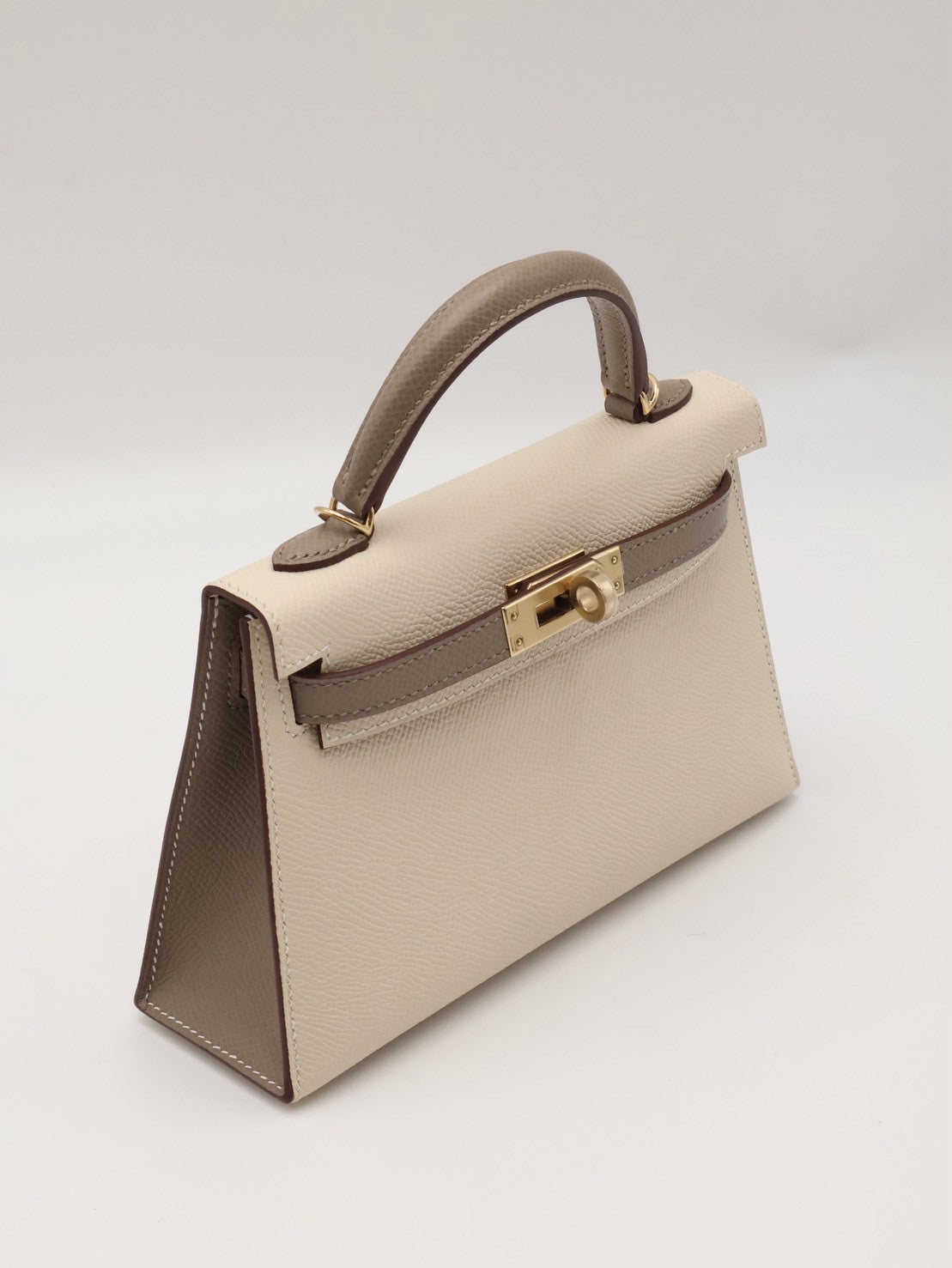 HERMES Mini Kelly ll - Craie/Etoupe 奶昔白拚大象灰金 W