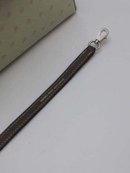 HERMES Mini Kelly ll - Nata/Etoupe 鴕鳥皮奶油白拚大象灰銀 K