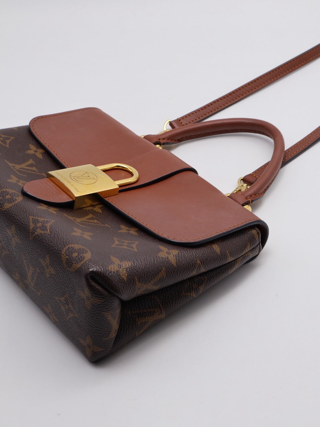 LOUIS VUITTON Locky BB鎖頭包 - 老花拚焦糖棕