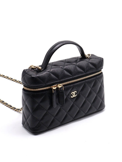 CHANEL LP粒面牛皮手提飯盒包 - 黑金