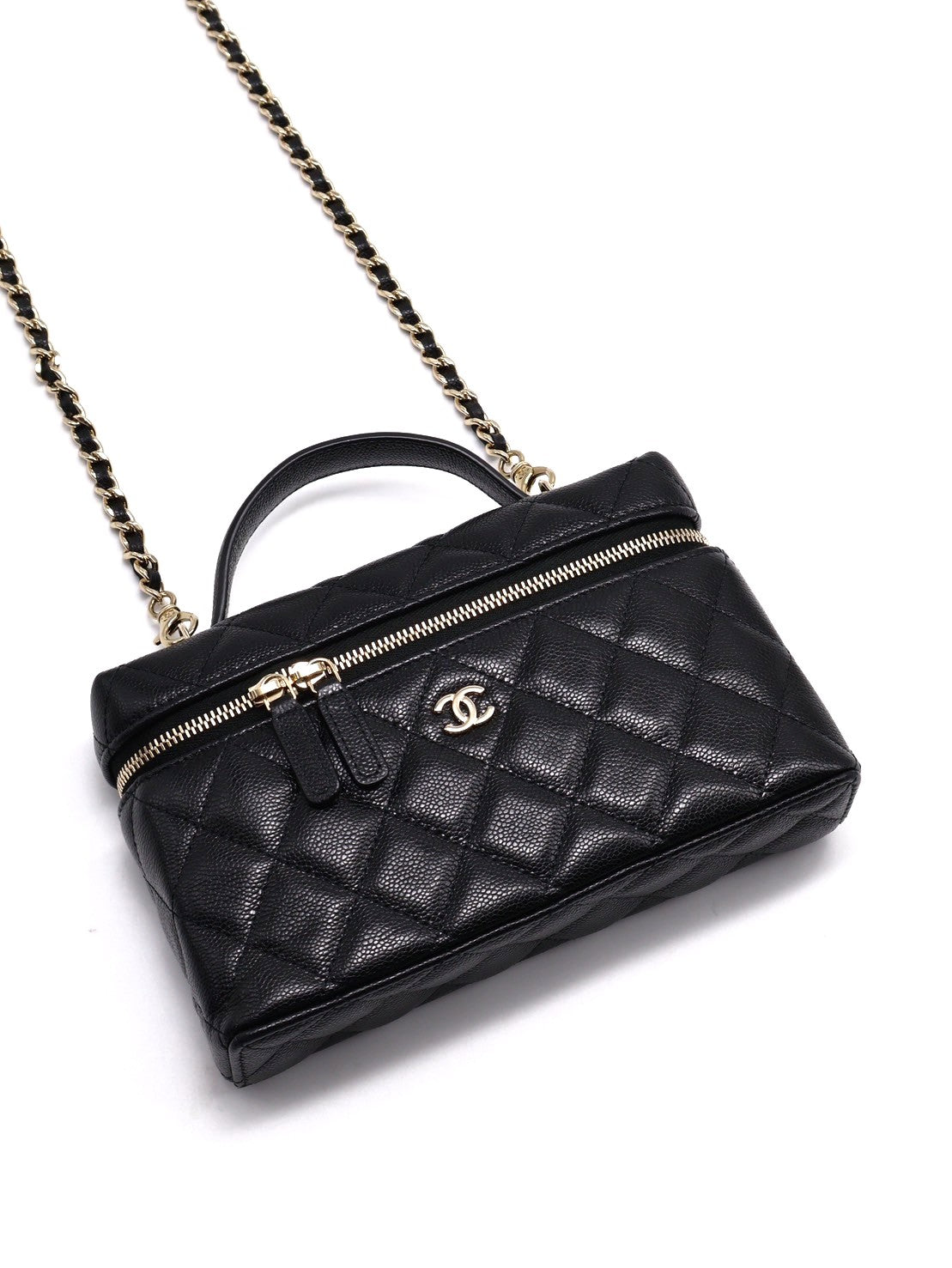 CHANEL LP粒面牛皮手提飯盒包 - 黑金