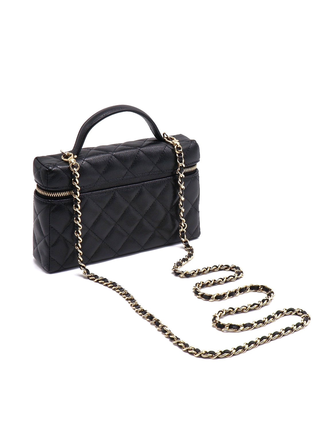 CHANEL LP粒面牛皮手提飯盒包 - 黑金