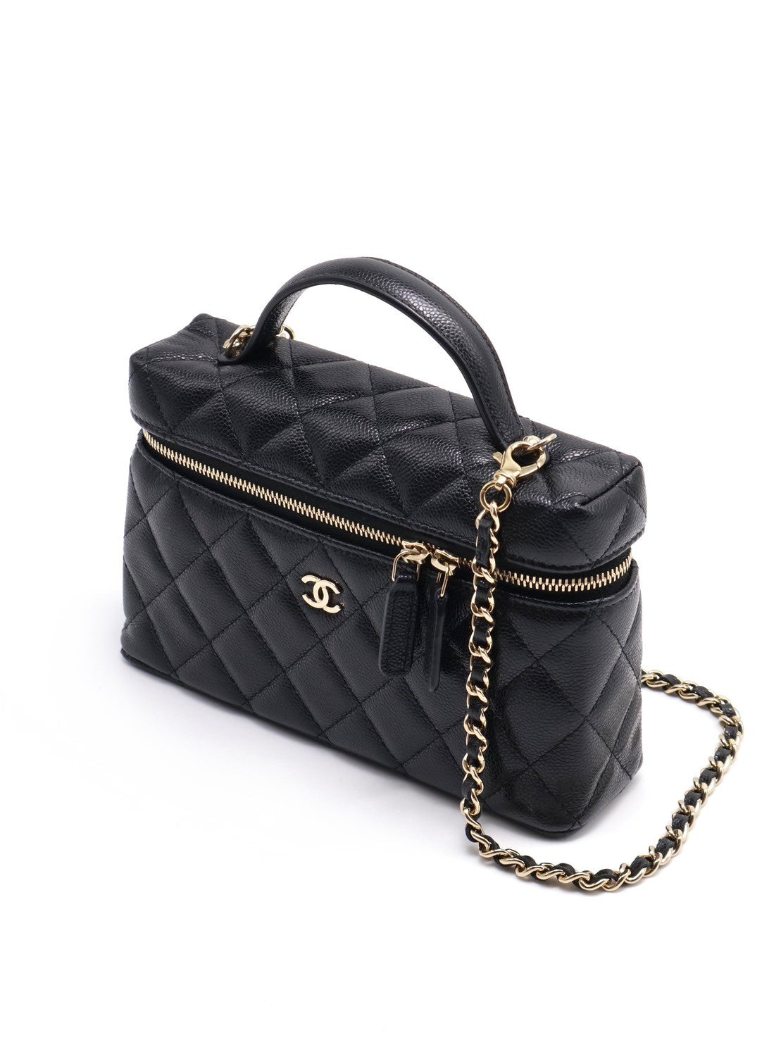 CHANEL LP粒面牛皮手提飯盒包 - 黑金