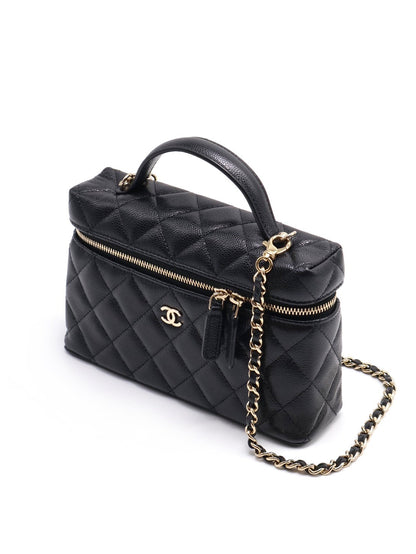 CHANEL LP粒面牛皮手提飯盒包 - 黑金