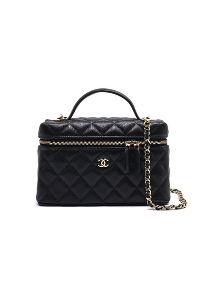 CHANEL LP粒面牛皮手提飯盒包 - 黑金
