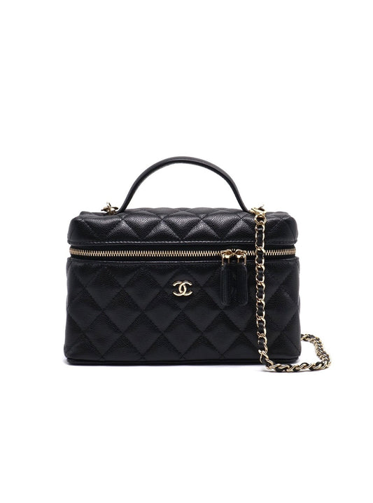 CHANEL LP粒面牛皮手提飯盒包 - 黑金