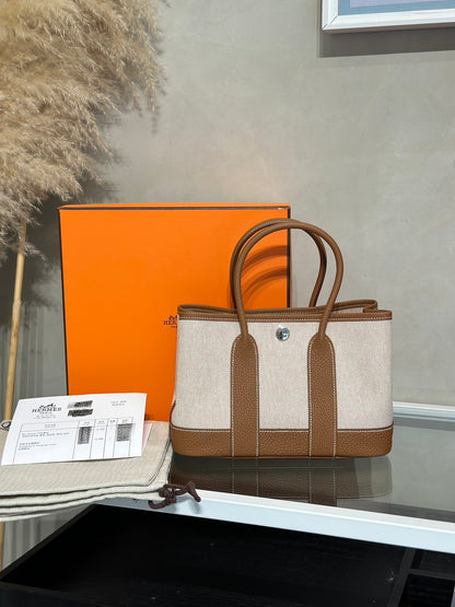 HERMES Mini Garden Party  - Gold 37 帆布金棕 G