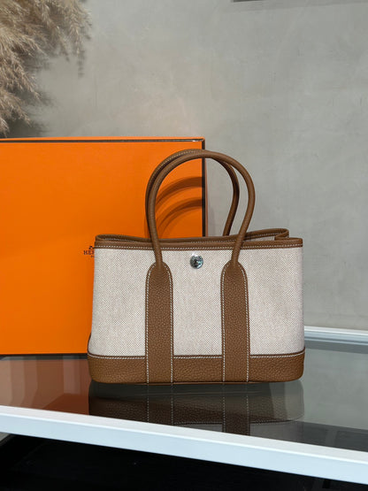 HERMES Mini Garden Party  - Gold 37 帆布金棕 G
