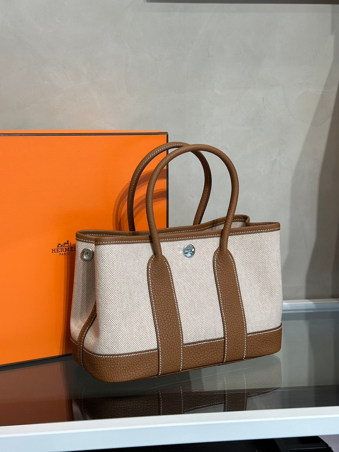HERMES Mini Garden Party  - Gold 37 帆布金棕 G