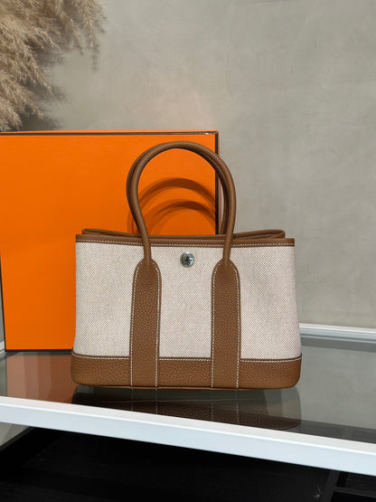 HERMES Mini Garden Party  - Gold 37 帆布金棕 G