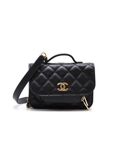 CHANEL 粒面牛皮郵差包 - Mini黑金