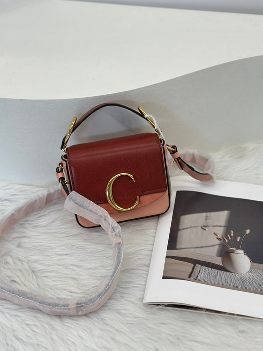 Chloe 經典 C Bag - mini棗紅珊瑚粉