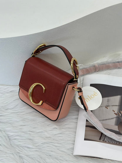 Chloe 經典 C Bag - mini棗紅珊瑚粉