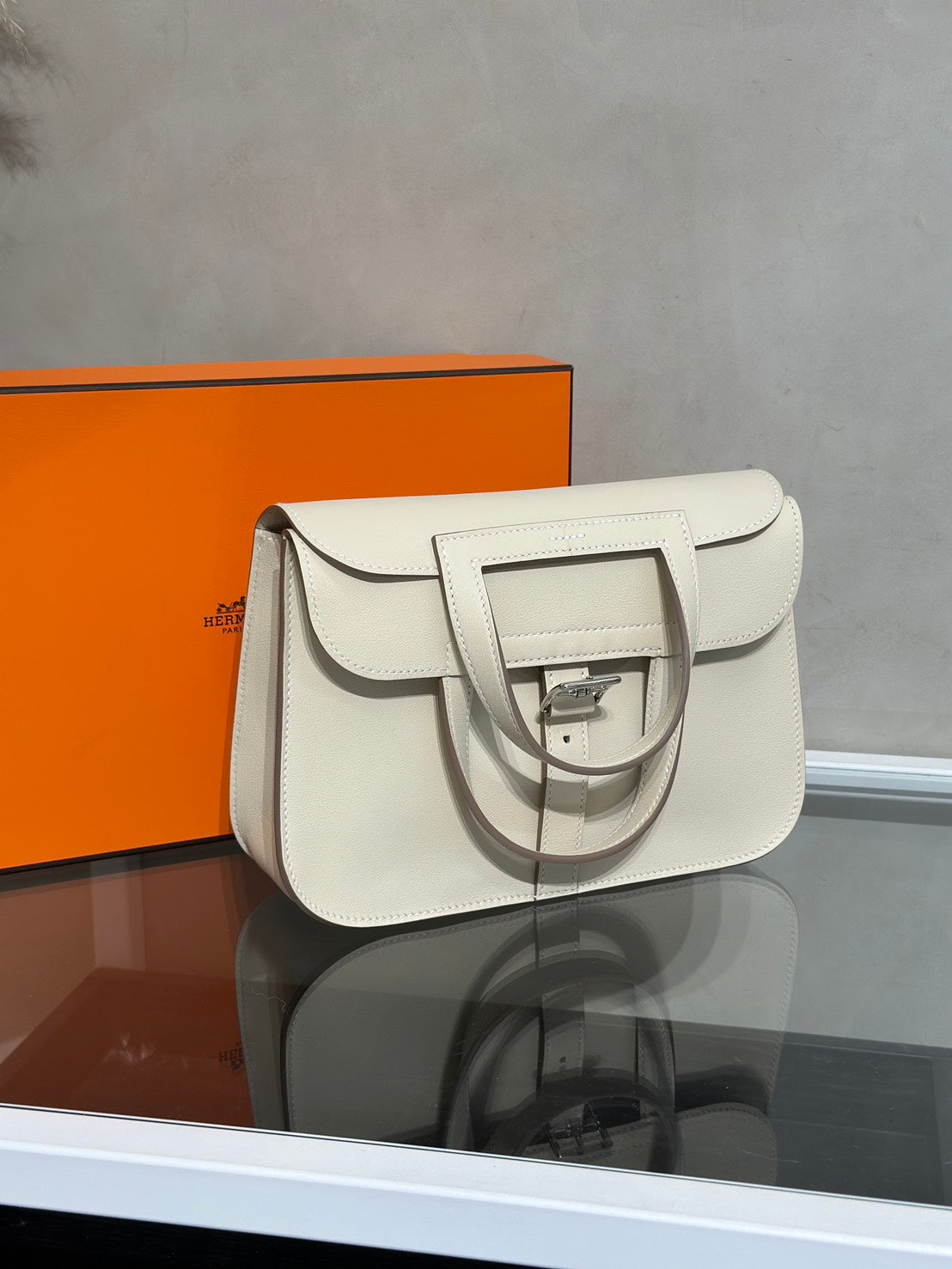 HERMES Halzan Mini - Craie 10 奶昔白銀 G