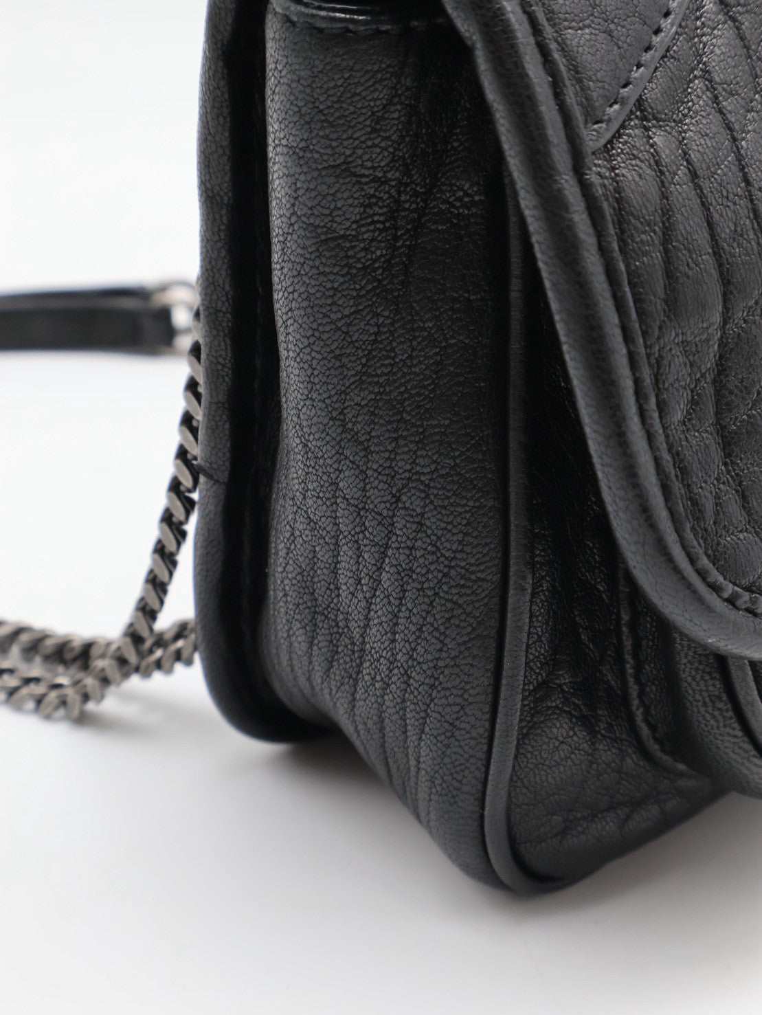 YSL Niki 粒面小羊皮手袋 - mini黑銀