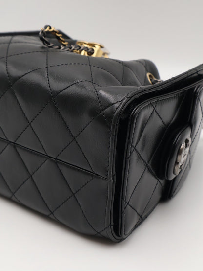 CHANEL 25 Mini Hobo Bag - 油蠟皮黑金銀