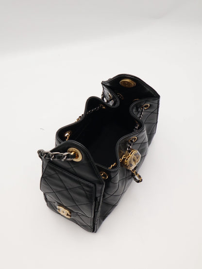 CHANEL 25 Mini Hobo Bag - 油蠟皮黑金銀