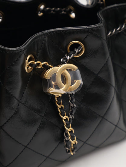 CHANEL 25 Mini Hobo Bag - 油蠟皮黑金銀
